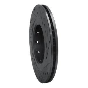 Mitsubishi Outlander PHEV Brake Rotor (1) - Front Left - R1 Concepts - Drilled & Slotted - Black - `05-`22